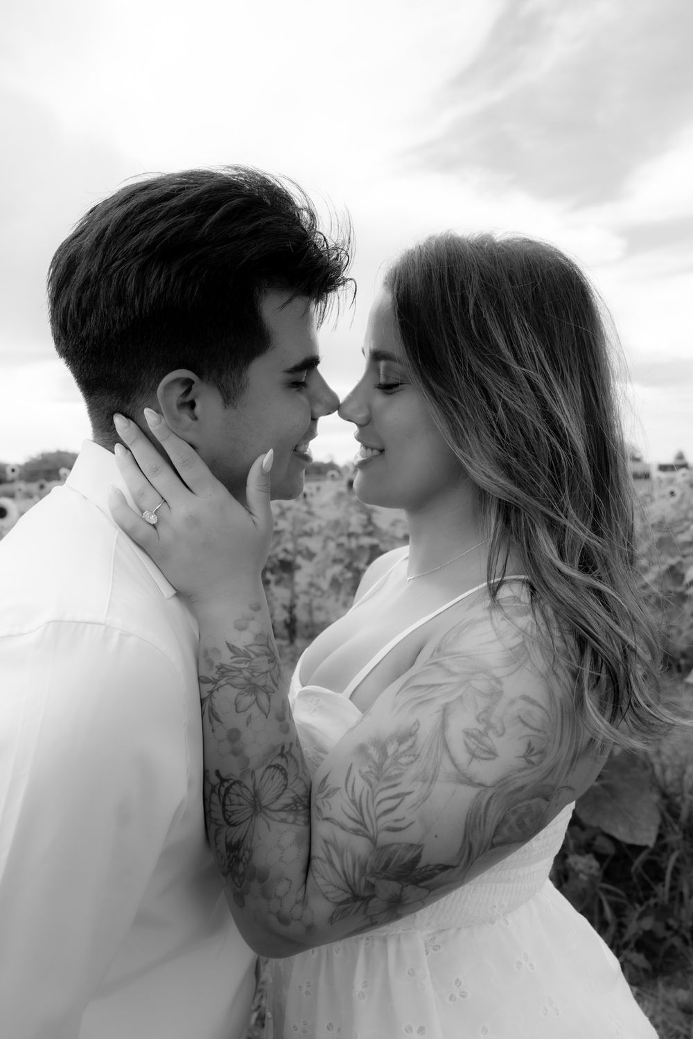 Engagement · sunflower field